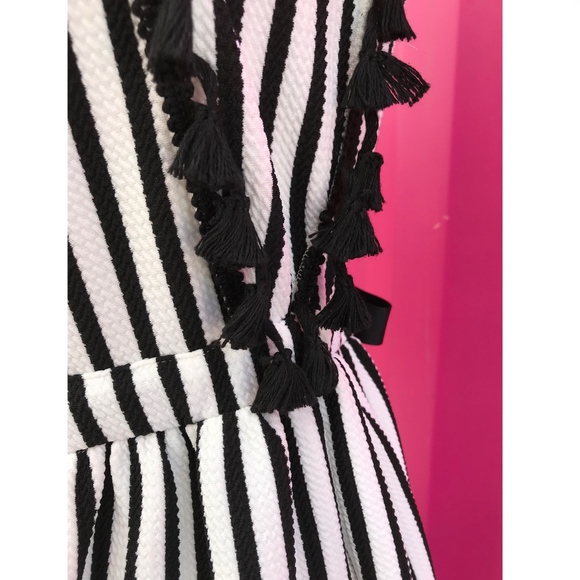 Eva Franco Anthropologie Black/White Stripe Tassel Dress - Picture 5 of 5